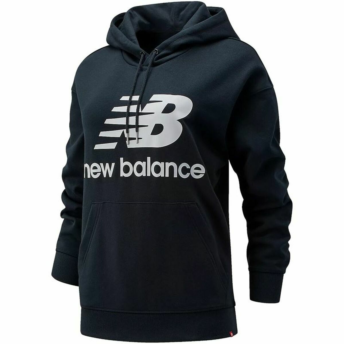 Dameshoodie New Balance Essentials Stacked Logo Zwart