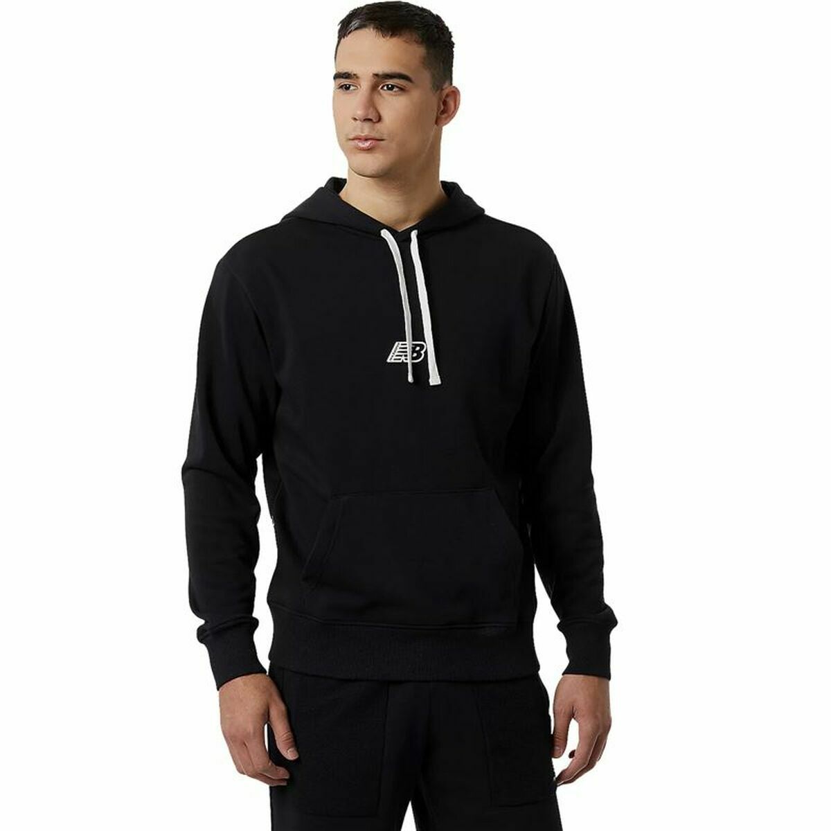 Herenhoodie New Balance Essentials Fleece Zwart