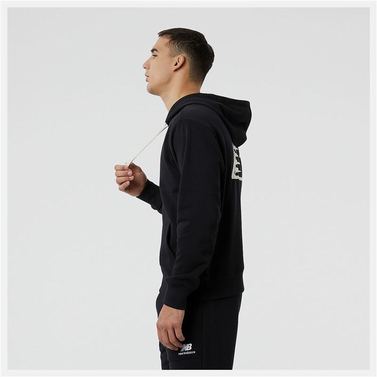 Herenhoodie New Balance Essentials Fleece Zwart