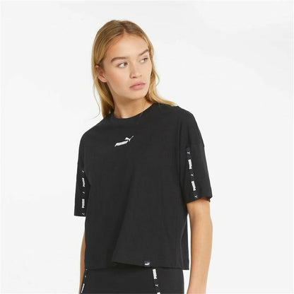 Dames-T-Shirt met Korte Mouwen Puma  Tape Crop  Zwart