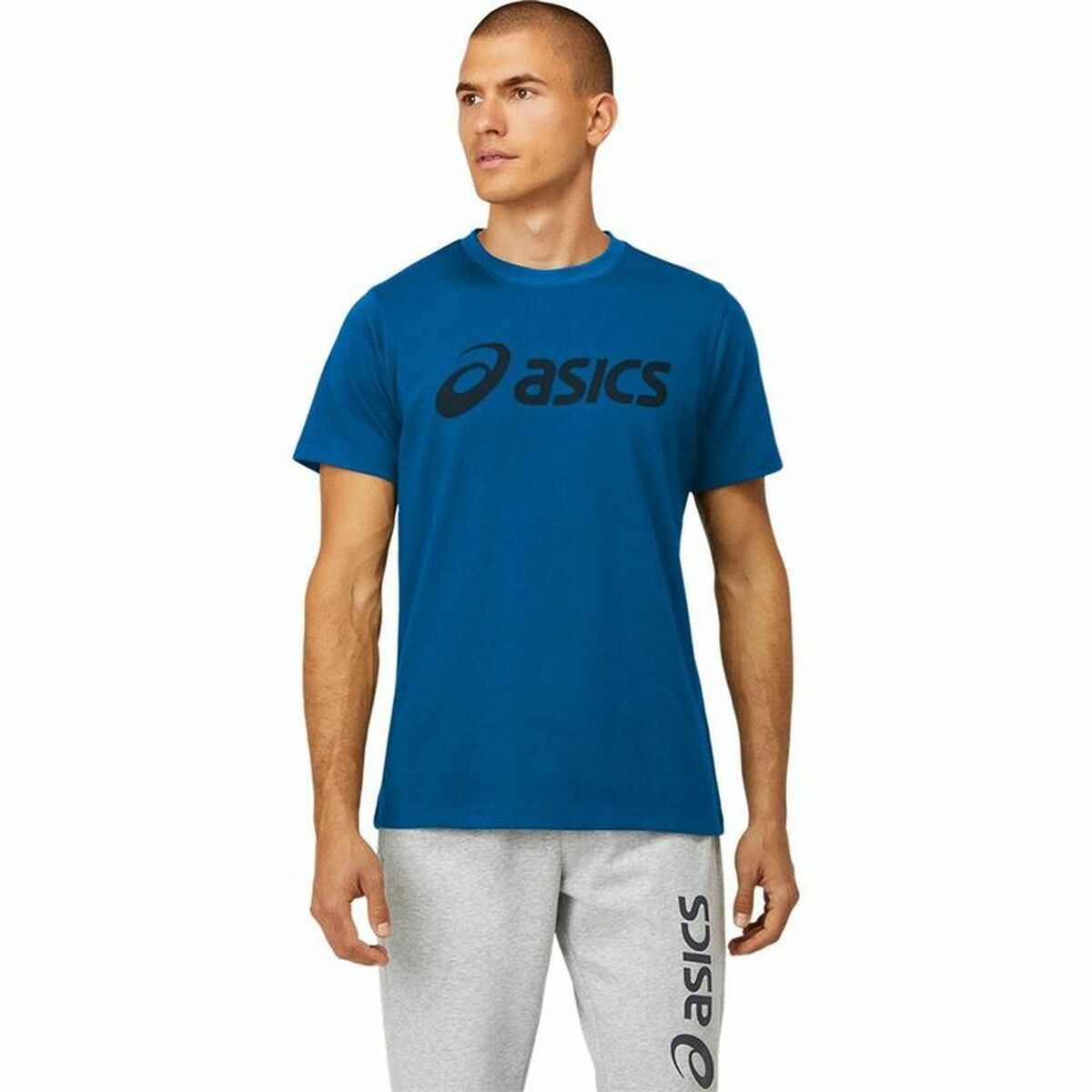 Heren-T-Shirt met Korte Mouwen Asics Big Logo Blauw