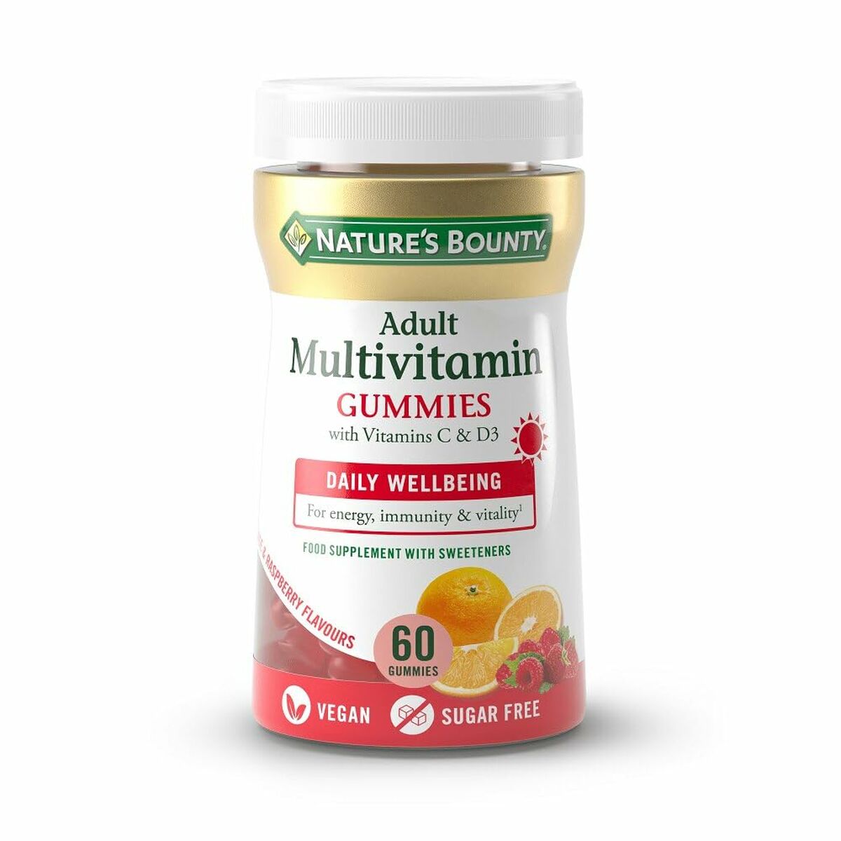 Voedingssupplement Nature's Bounty Gummiesnoepjes Multivitamine Oranje Framboos 60 Stuks