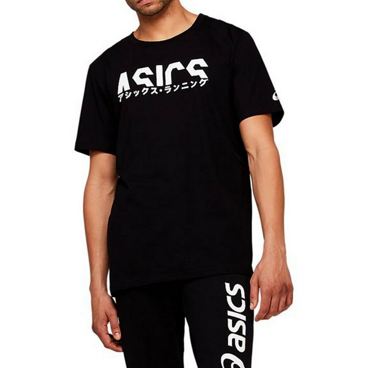 Heren-T-Shirt met Korte Mouwen Asics Katakana Zwart